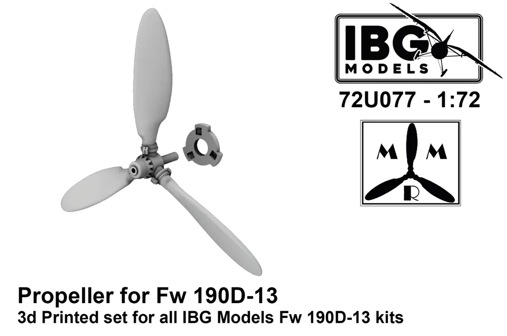 3D tištěná vrtule IBG Models 72U077 pro Fw 190D-13 v měřítku 1/72