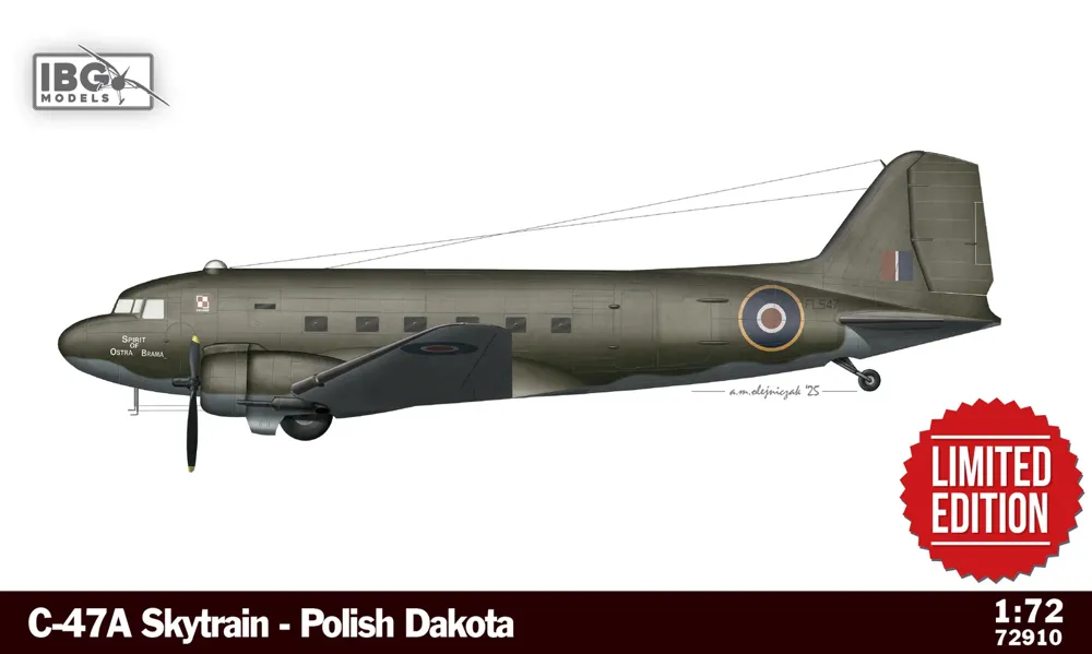 Krabice stavebnice IBG Models 72910 C-47A Skytrain Polish Dakota v měřítku 1/72