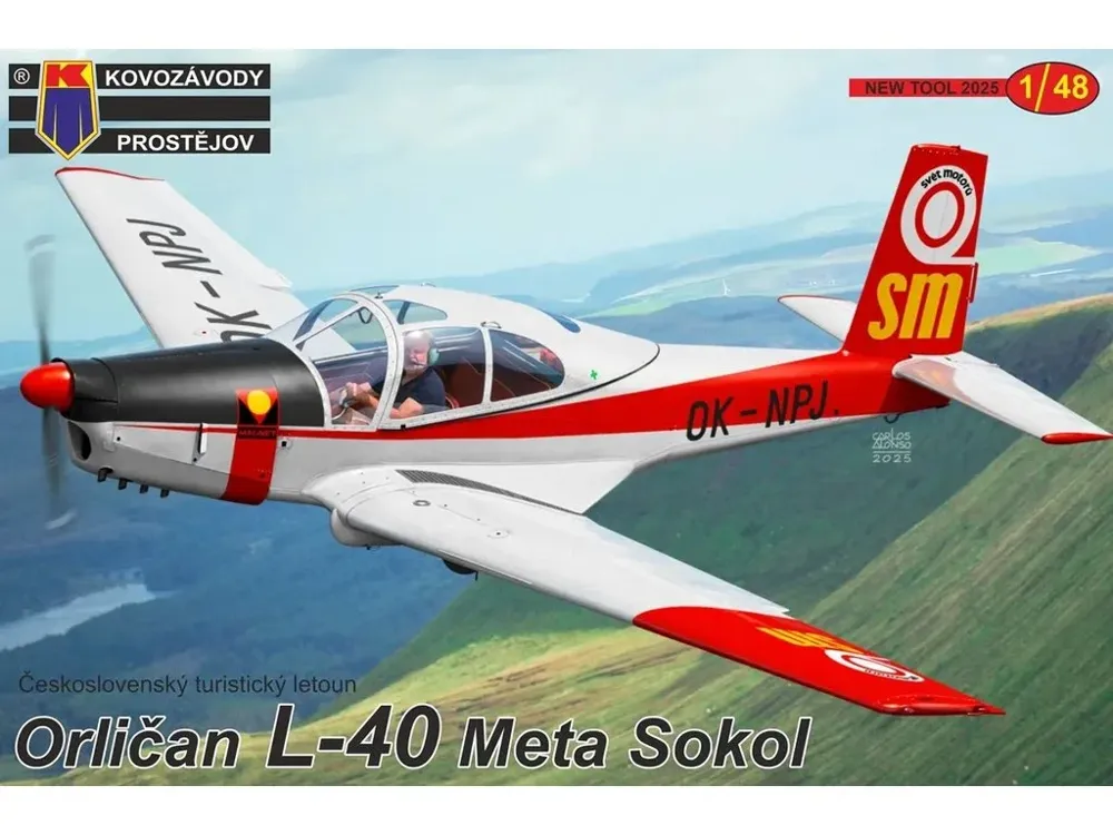 Krabice stavebnice Kovozávody Prostějov 1/48 Orličan L-40 Meta Sokol, kód KPM4829