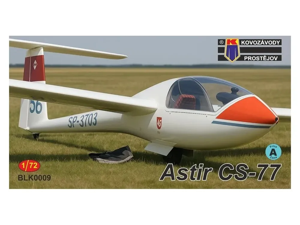 Plastiková stavebnice Kovozávody Prostějov 1/72 Grob Astir CS-77 z řady BLK Line
