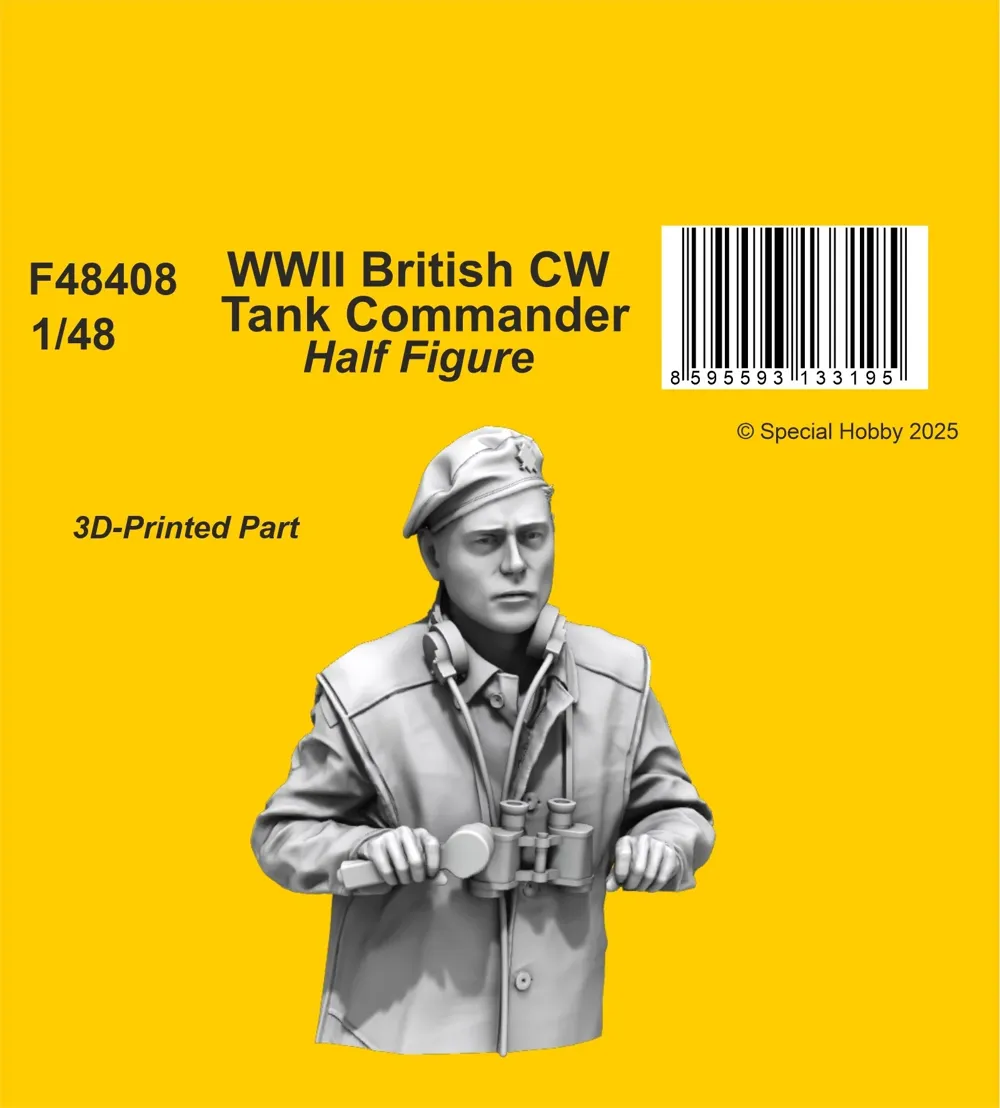 Resinová figurka CMK F48408 britský velitel tanku 1/48, poloviční postava do poklopu věže