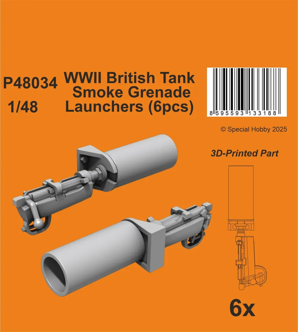 Resinové 3D tištěné díly CMK P48034 britské tankové vrhače kouřových granátů 1/48