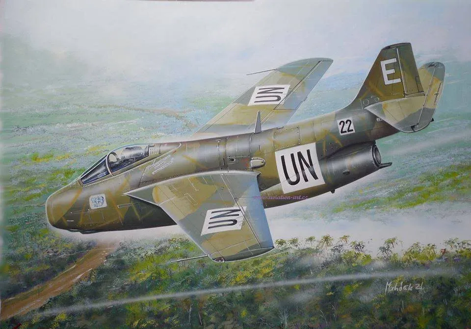 Krabice plastikové stavebnice Fly Model 32023 SAAB J-29B Kongo UN v měřítku 1/32