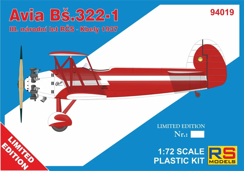 Krabice plastikové stavebnice RS Models 94019 Avia Bš.322.1 v měřítku 1/72
