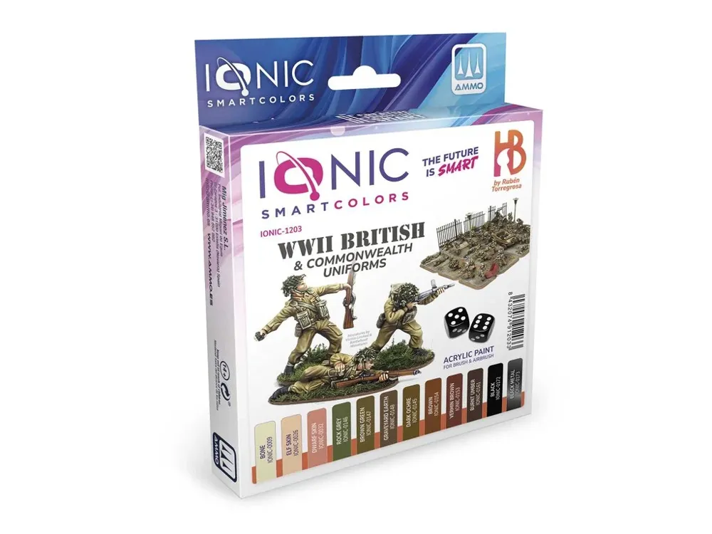 Sada IONIC Smart Acrylic Colors IONIC-1203 – 12 akrylových barev 20 ml, britské uniformy WWII