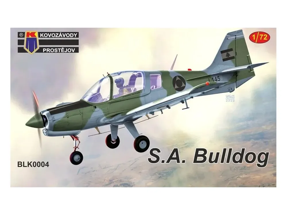 Krabice stavebnice Kovozávody Prostějov BLK0004 Scottish Aviation Bulldog v měřítku 1/72