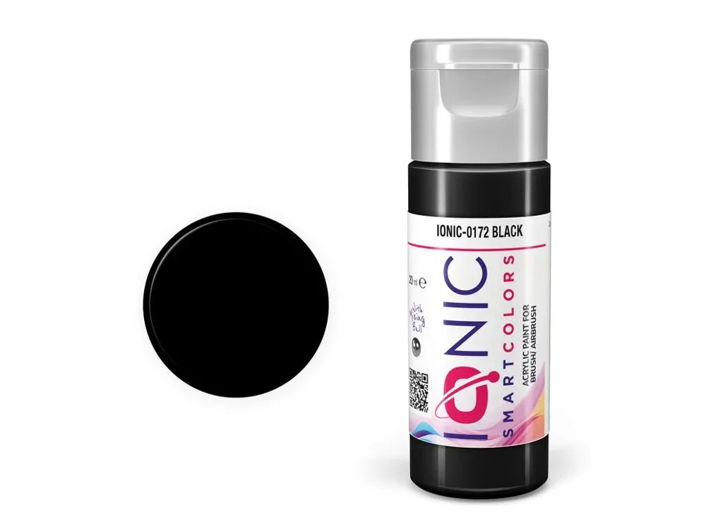 Lahvička akrylové barvy Vallejo IONIC Smart Acrylic Color 0172 černá 20 ml