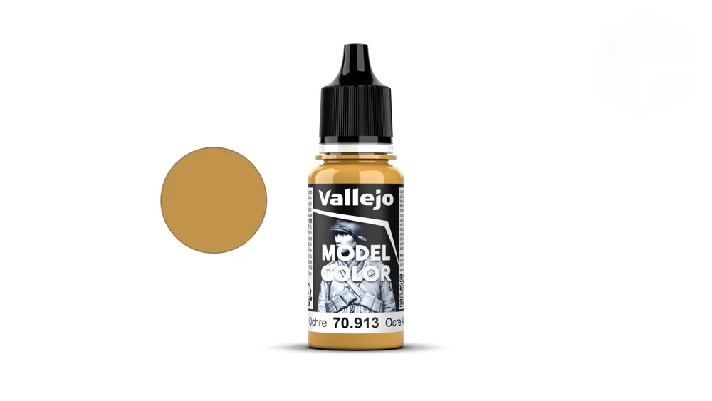 Lahvička akrylové barvy Vallejo Model Color 70913 okrová žlutá matná, 18 ml