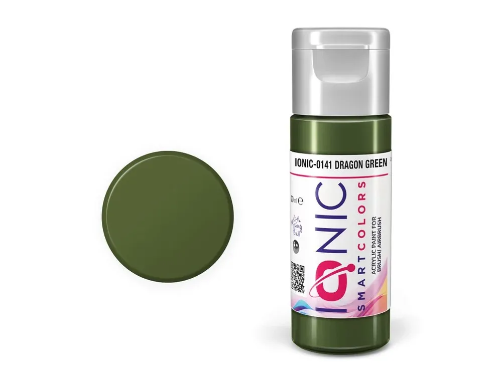 Lahvička akrylové barvy Vallejo IONIC Smart Acrylic Color 0141 dračí zelená Dragon Green 20 ml