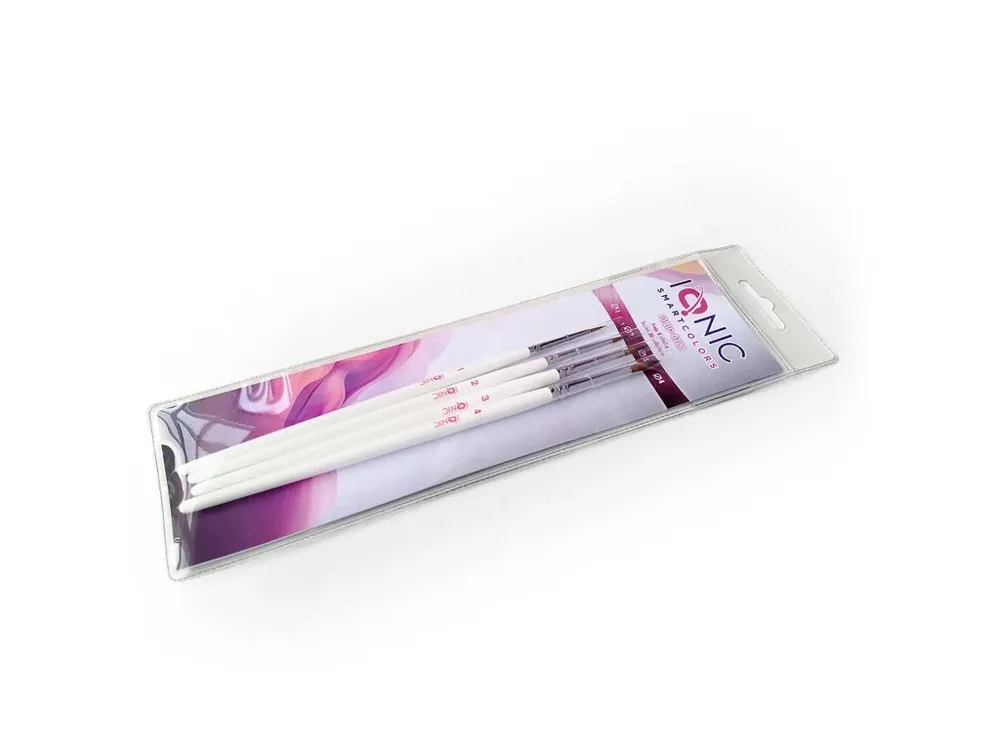 Sada čtyř štětců AMMO Mig IONIC Smart Brushes Set s vlasem Kolinsky Sable, velikosti č. 1 až 4