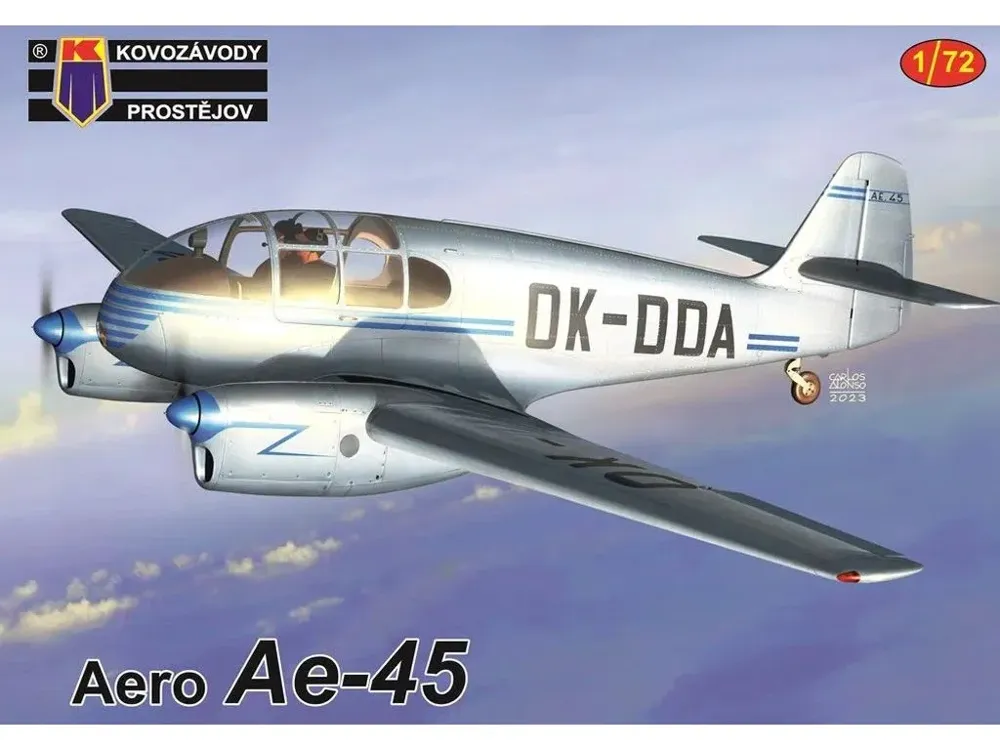 Krabice plastikové stavebnice Kovozávody Prostějov Aero Ae-45 v měřítku 1/72