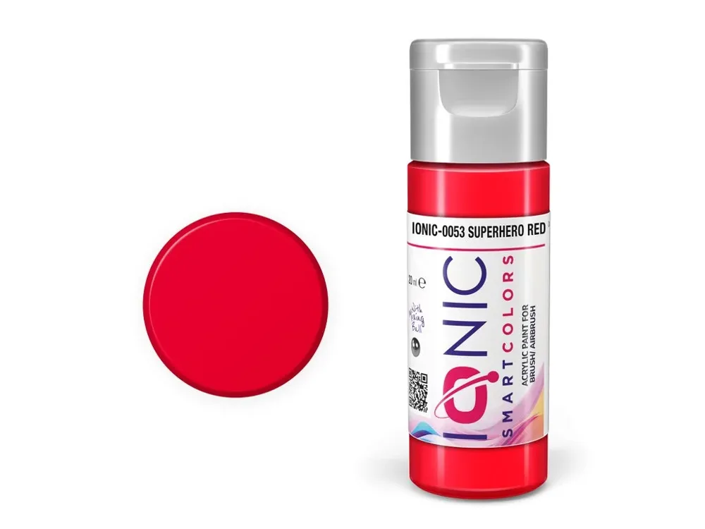 Lahvička akrylové barvy Vallejo IONIC Smart Acrylic Color 0053 superhrdinská červená 20 ml