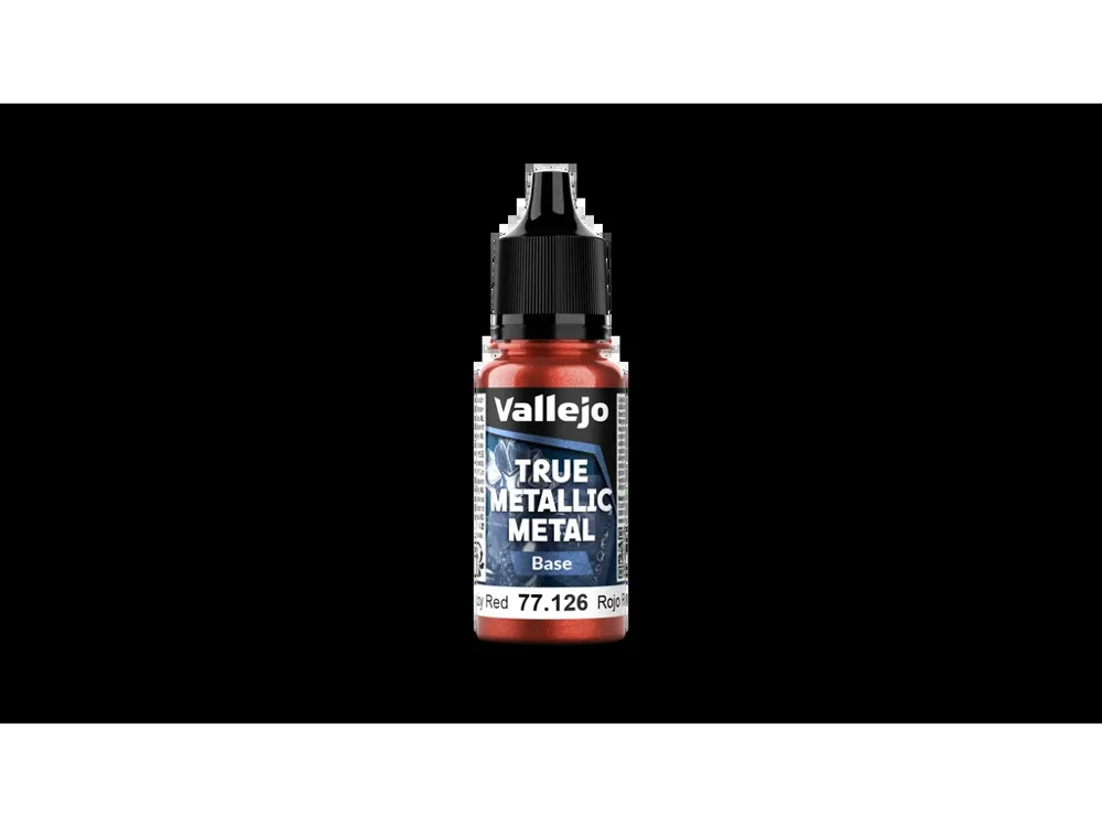 Lahvička metalické akrylové barvy Vallejo True Metallic Metal 77126 Ruby Red Base 18 ml