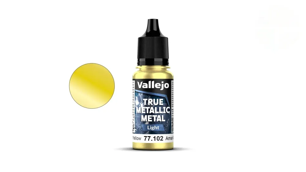 Lahvička metalické barvy Vallejo True Metallic Metal 77102 zářivě žlutá světlá 18 ml