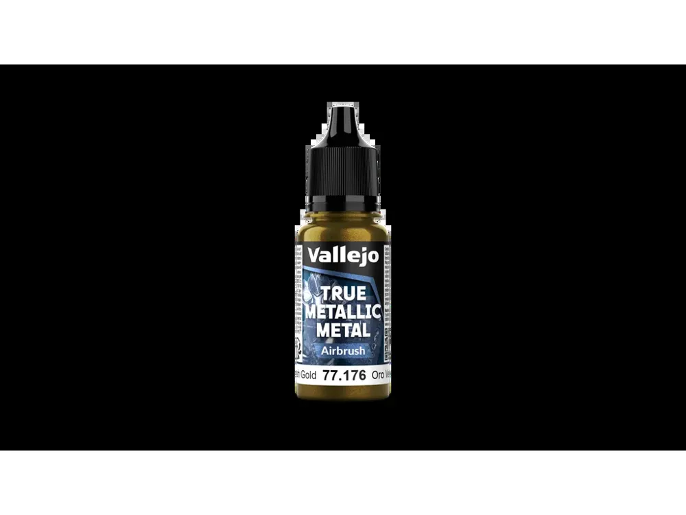 Lahvička metalické barvy Vallejo True Metallic Metal 77176 Greenish Gold Airbrush 18 ml
