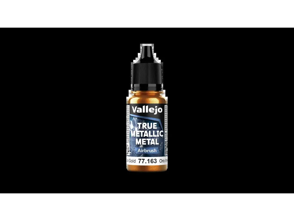 Lahvička metalické barvy Vallejo True Metallic Metal 77163 Imperial Gold Airbrush 18 ml