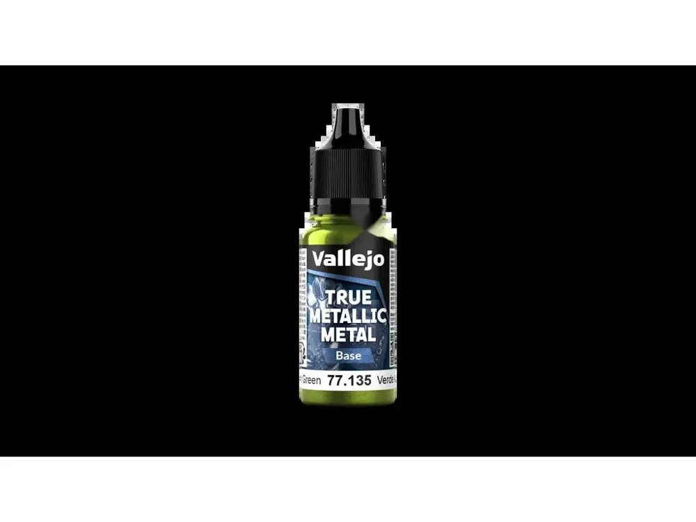 Lahvička akrylové metalické barvy Vallejo True Metallic Metal 77135 Amber Green Base 18 ml