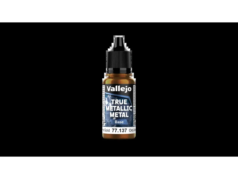 Lahvička metalické akrylové barvy Vallejo True Metallic Metal 77137 Arcane Gold Base 18 ml