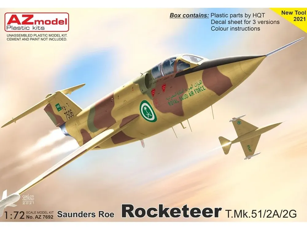 Krabice plastikové stavebnice AZ Model 1/72 Rocketeer T.Mk.51/2A/2G, britský letoun SR-53