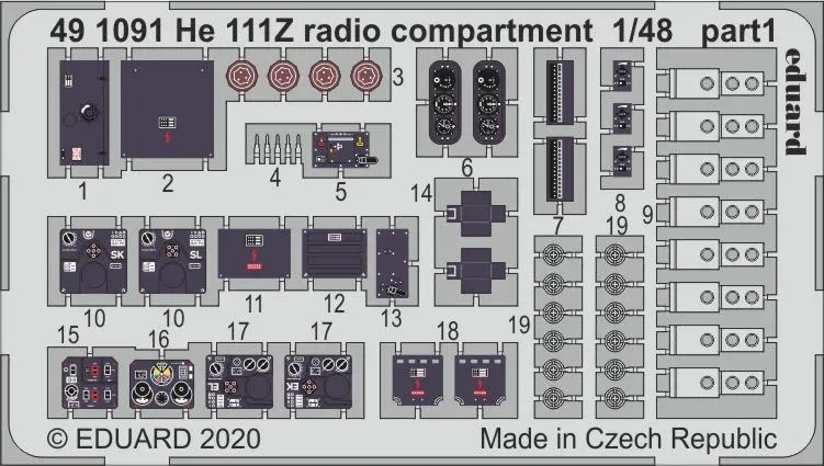 Fotolept Eduard 491091 rádiový prostor He 111Z 1/48 pro stavebnici ICM