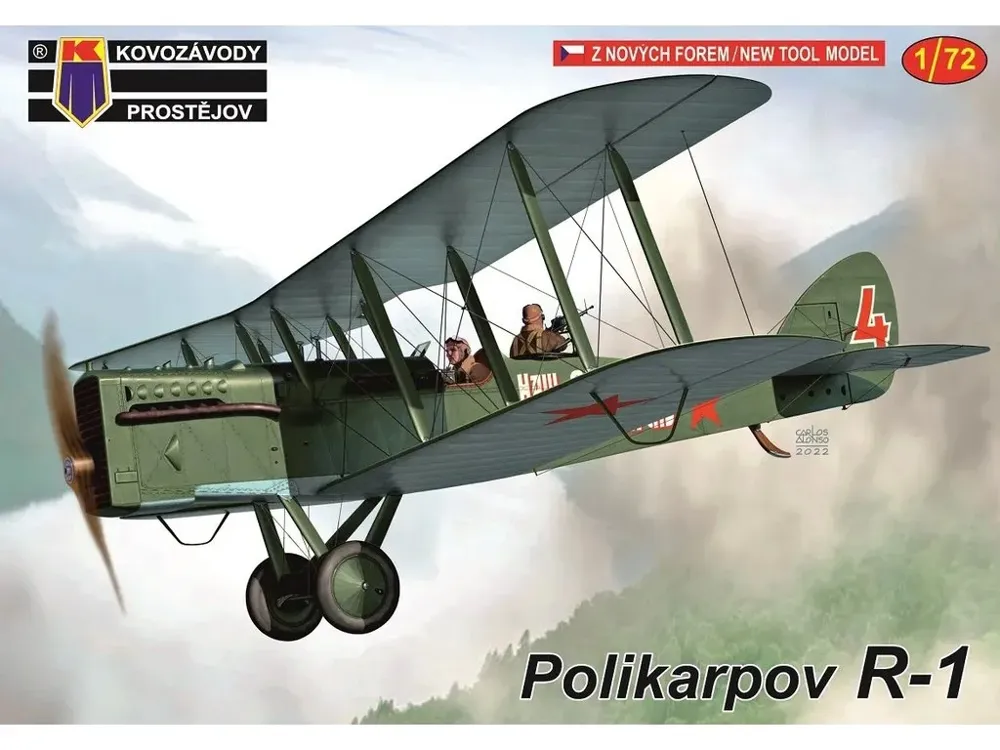 Krabice plastikové stavebnice Kovozávody Prostějov 1/72 Polikarpov R-1 KPM0313