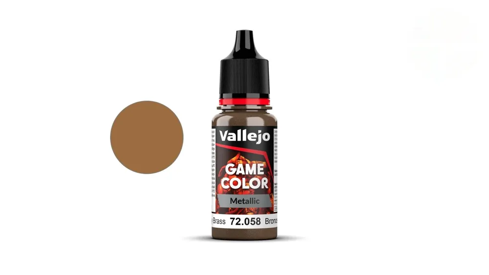 Lahvička akrylové barvy Vallejo Game Color 72058 mosazná metalická Brassy Brass 18 ml