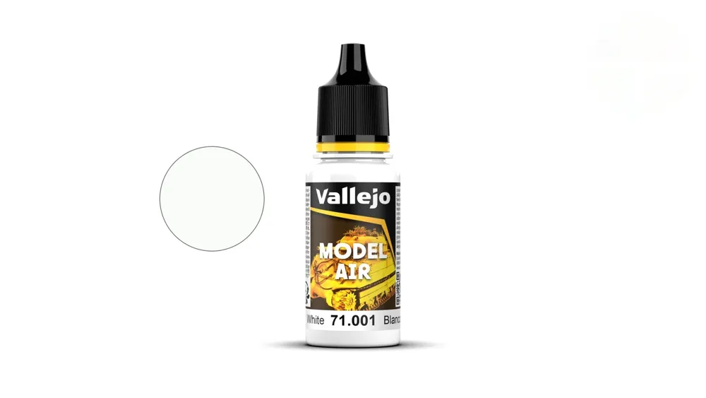 Lahvička akrylové barvy Vallejo Model Air 71001 bílá 18 ml pro airbrush