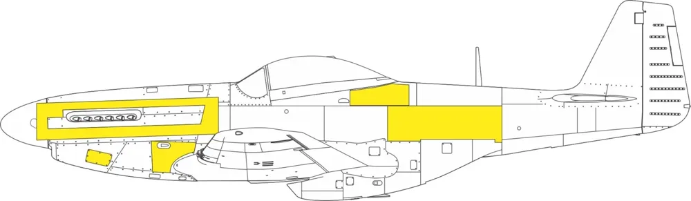 Sada maskovacích šablon Eduard EX953 povrchové panely P-51D v měřítku 1/48