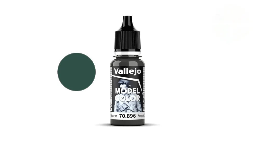 Kapátková lahvička akrylové barvy Vallejo Model Color 70896 extra tmavá zelená matná 18 ml