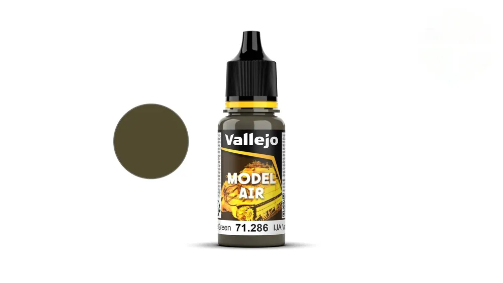 Lahvička akrylové barvy Vallejo Model Air 71286 japonská olivová zelená IJA, 18 ml