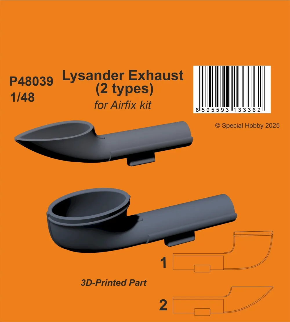 3D tištěné výfuky CMK P48039 pro model Westland Lysander v měřítku 1/48