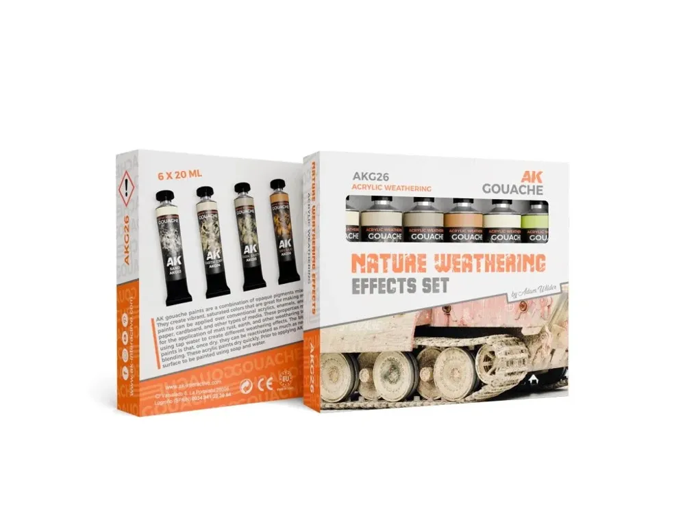 Sada AK Interactive AKG26 AK Gouaches se šesti tubami kvašových barev po 20 ml