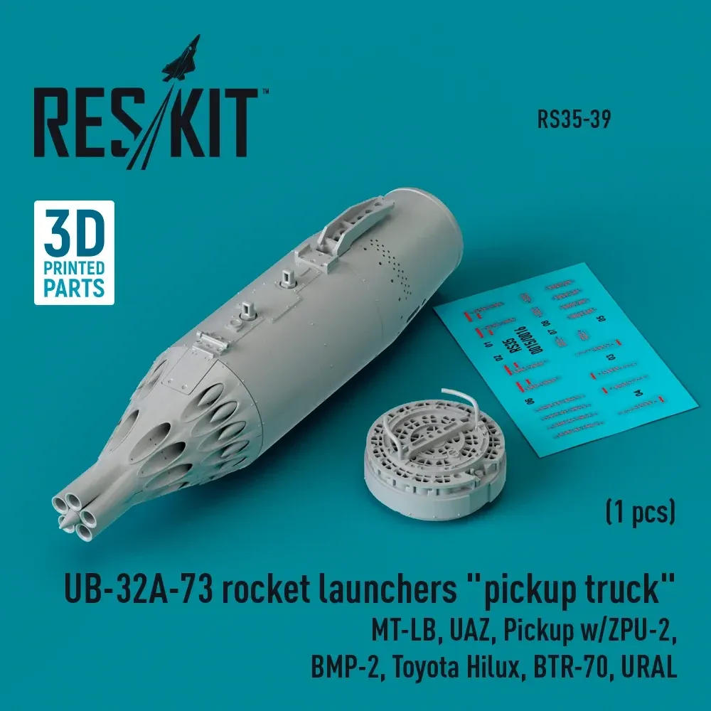 Doplňkový díl Reskit RS35-0039 raketnice UB-32A-73 v měřítku 1/35 pro pickup