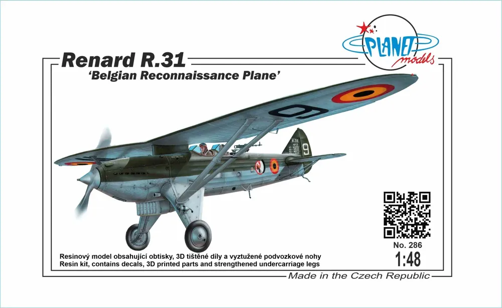 Resinová stavebnice CMK PLT286 Renard R.31 v měřítku 1/48, belgický průzkumný letoun