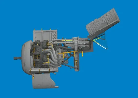 Sada Eduard Brassin 6481102 Fw 190A-6 motor a trupové zbraně 1/48, díly z 3D tisku