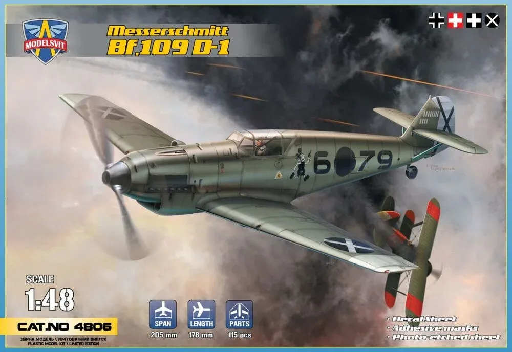 Plastiková stavebnice ModelSvit 4806 Messerschmitt Bf 109 D-1 v měřítku 1/48