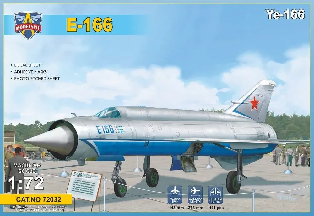 Krabice stavebnice ModelSvit 1/72 Ye-166 těžký experimentální přepadový stíhač