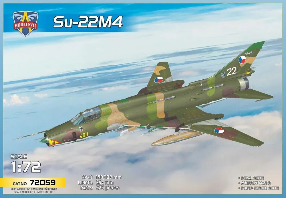 Krabice plastikové stavebnice ModelSvit 72059 Su-22M4 v měřítku 1/72