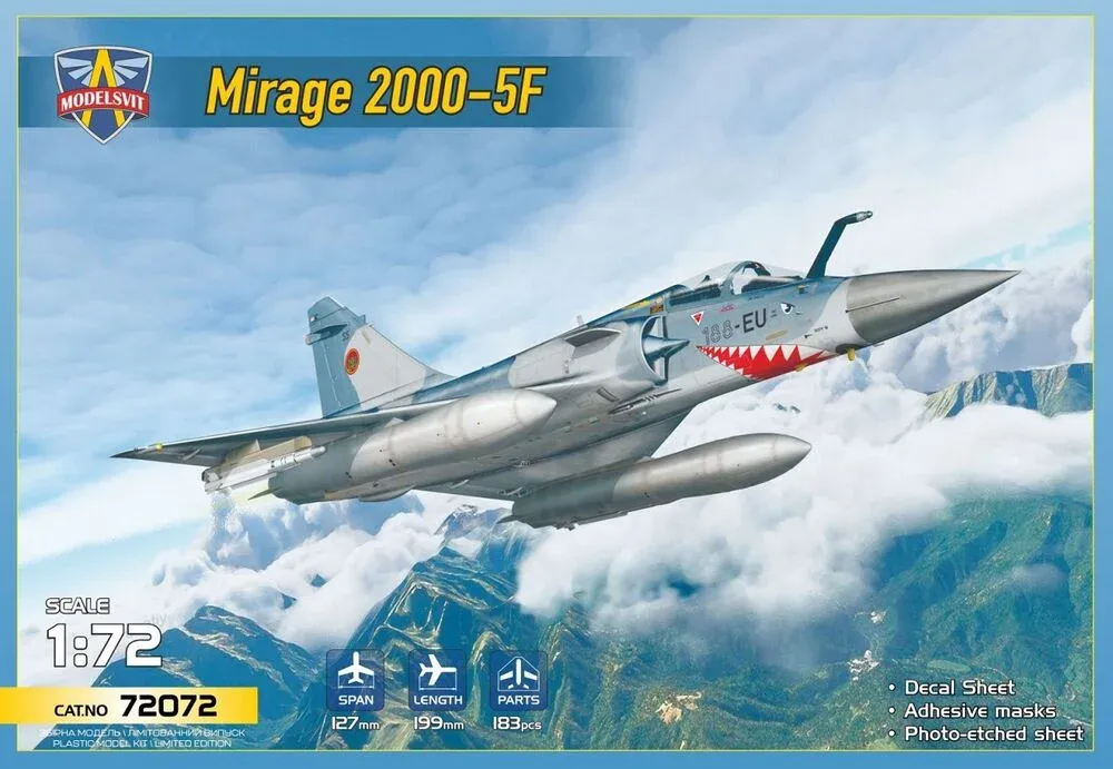 Krabice stavebnice ModelSvit 72072 Mirage 2000-5F v měřítku 1/72