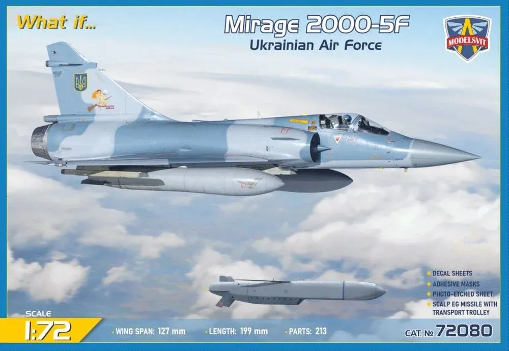 Stavebnice ModelSvit 72080 Mirage 2000-5F v měřítku 1/72 v ukrajinských barvách
