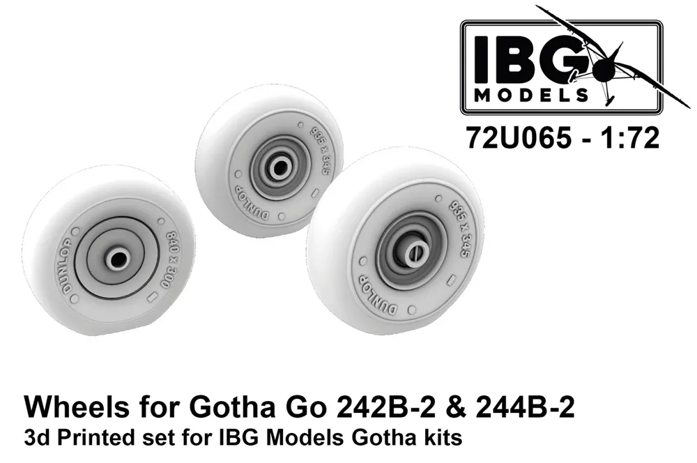 3D tištěná kola IBG Models 72U065 pro Gotha Go 242B-2 a Go 244B-2 v měřítku 1/72