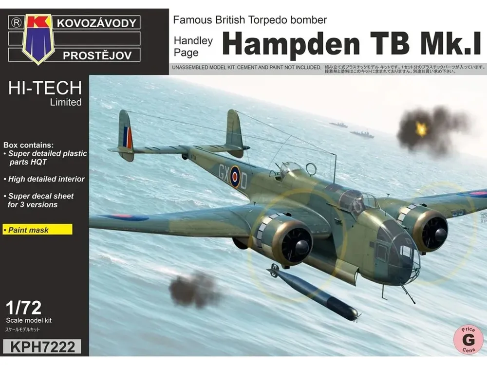 Krabice stavebnice Kovozávody Prostějov KPH7222 Handley Page Hampden TB Mk.I 1/72 Hi-Tech