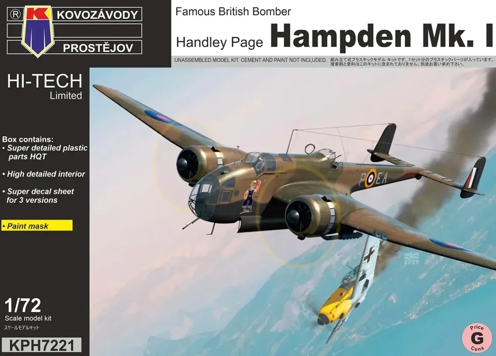 Krabice stavebnice Kovozávody Prostějov 1/72 Handley Page Hampden Mk.I Hi-Tech