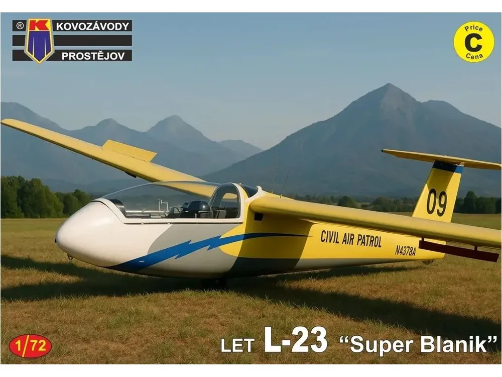 Krabice plastikové stavebnice Kovozávody Prostějov KPM0488 Let L-23 Super Blaník v měřítku 1/72