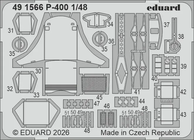 Fotoleptaná sada Eduard 491566 P-400 v měřítku 1/48 pro stavebnici Arma Hobby
