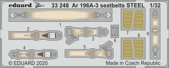Fotoleptaná sada Eduard STEEL 33248 poutací pásy Ar 196A-3 v měřítku 1/32