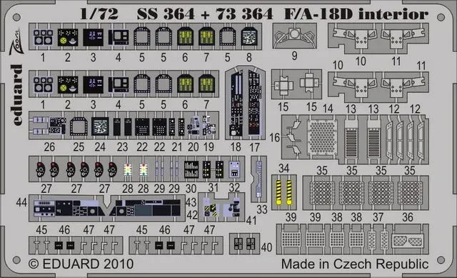 Barevný fotolept Eduard SS364 Zoom F/A-18D interiér 1/72 pro stavebnici Academy