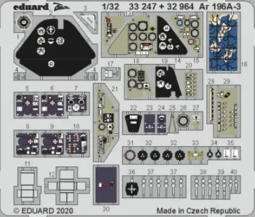 Barevné fotolepty Eduard Zoom 33247 v měřítku 1/32 pro Ar 196A-3 Revell