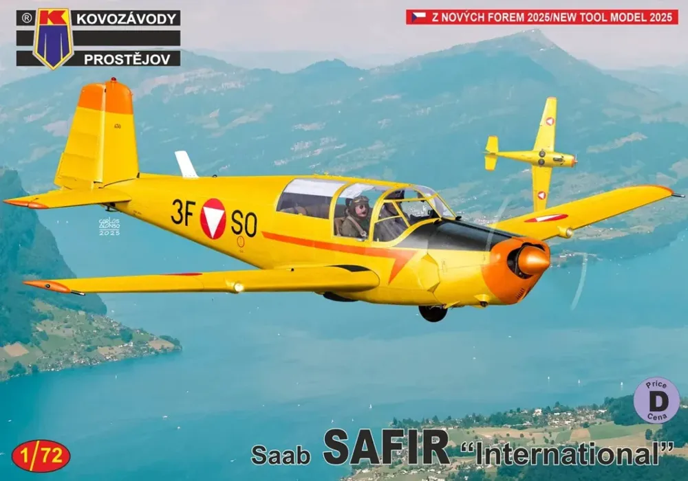 Krabice stavebnice Kovozávody Prostějov KPM0521 SAAB Safir International v měřítku 1/72