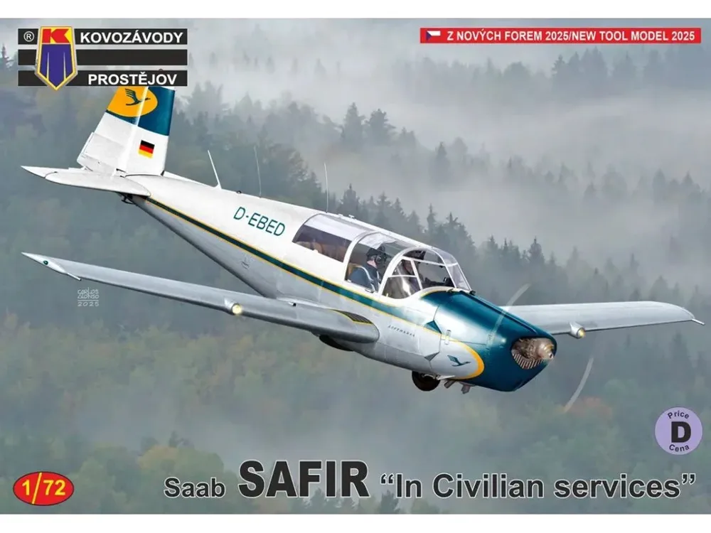 Plastiková stavebnice Kovozávody Prostějov KPM0522 SAAB Safir 1/72 v civilních službách
